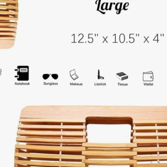 Bamboo Handmade Boho Large Tote Bag - Picture 6 of 7